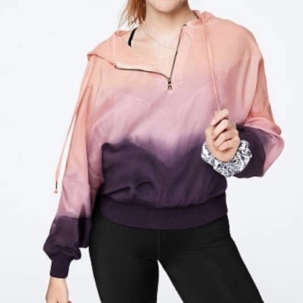 Victoria’s Secret Pink/Purple Ombre Quarter Zip Cropped Hoodie. Size Medium - Picture 1 of 8